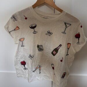 By Anthropologie Cheers Embroidered Tee - NWT - XS